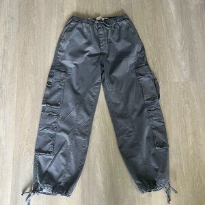 Abercrombie & Fitch Y2K Baggy Cargo Parachute Pants Wms Gray Utility Skater Med